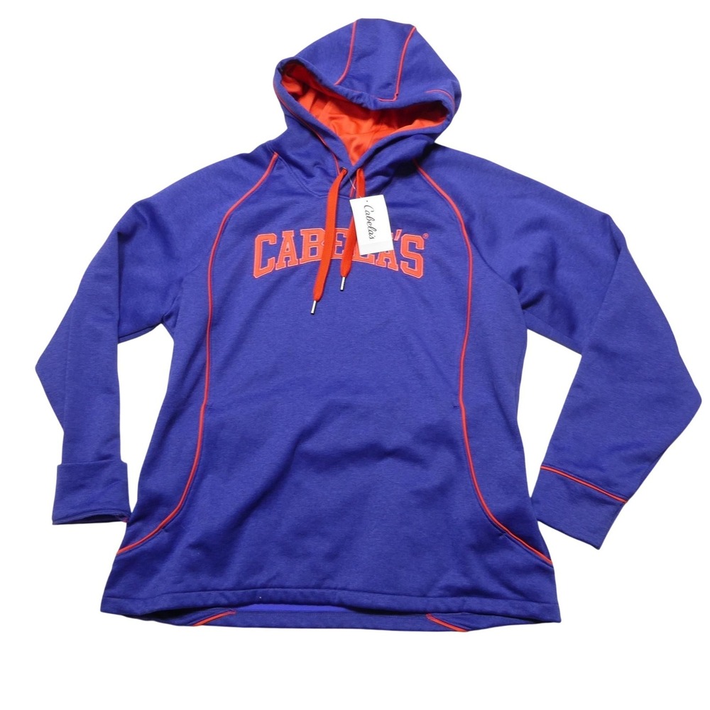 Cabela's Hoodie Sweatshirt Womens XL Purple Fleece Pullover Logo Raglan